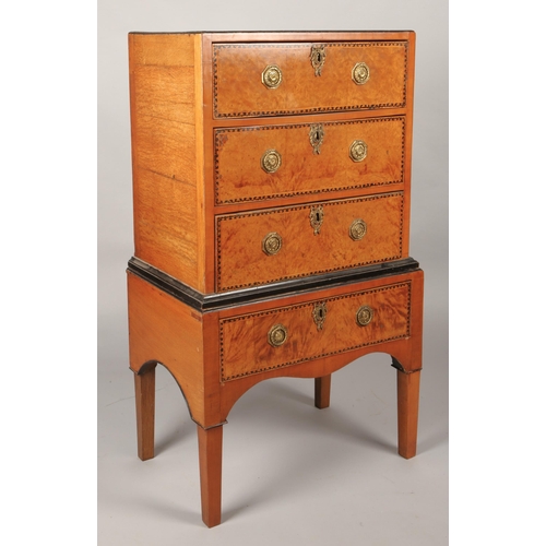 358 - 19th century walnut chest on stand, 116cm high, 67cm long, 41cm depth