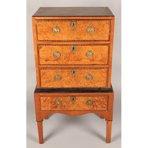 358 - 19th century walnut chest on stand, 116cm high, 67cm long, 41cm depth