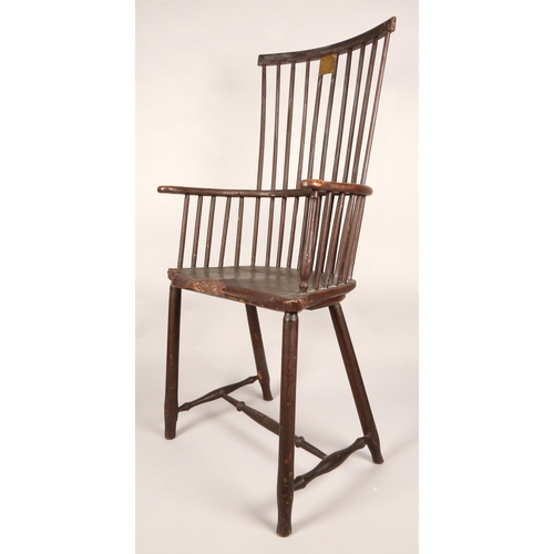 360 - Robert Burns Interest 18th century Windsor chair, with brass plaque' This chair was occupied by brot... 