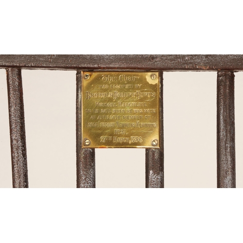 360 - Robert Burns Interest 18th century Windsor chair, with brass plaque' This chair was occupied by brot... 