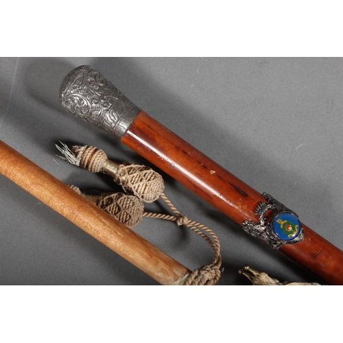 Fishing rods and tackle, fishing creel etc, umbrella.