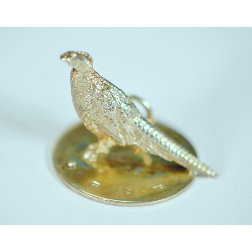 19 - Set of six silver menu holders modelled as pheasants, by Charles Clement Pilling, London, 2cm high, ... 