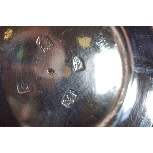 32 - Silver christening tankard of Georgian design, with flared body, engraved monogram in laurel wreath,... 