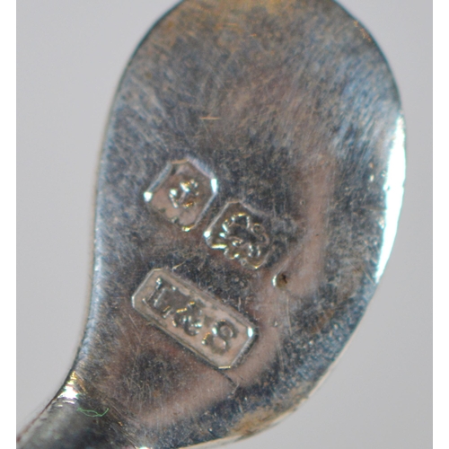 41 - George III silver caddy spoon in the form of a spade, Birmingham, 7.5cm long, and a pair of Birmingh... 
