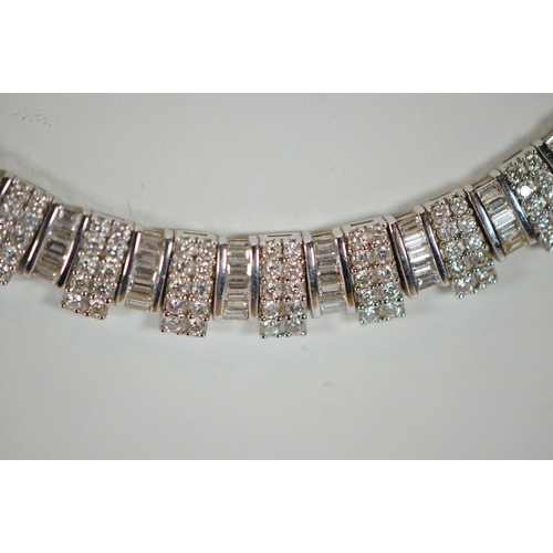 66 - Diamond collar, baguette and brilliant-cut, set in white gold, '18k', 64g gross.