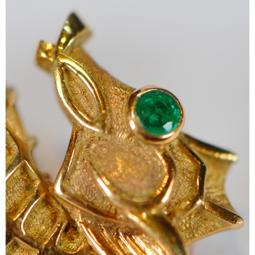 67 - Cartier gold seahorse brooch, '18k', set with emerald eye, assayed 1959, ref no. K9840, 4.3cm x 1.9c... 