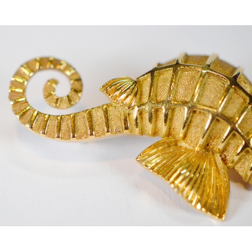 67 - Cartier gold seahorse brooch, '18k', set with emerald eye, assayed 1959, ref no. K9840, 4.3cm x 1.9c... 