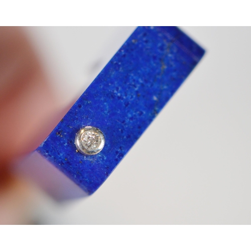 72 - Cartier 18ct gold safety pin set with lapis lazuli and diamond bands, collet-set, '750' signed, ref.... 