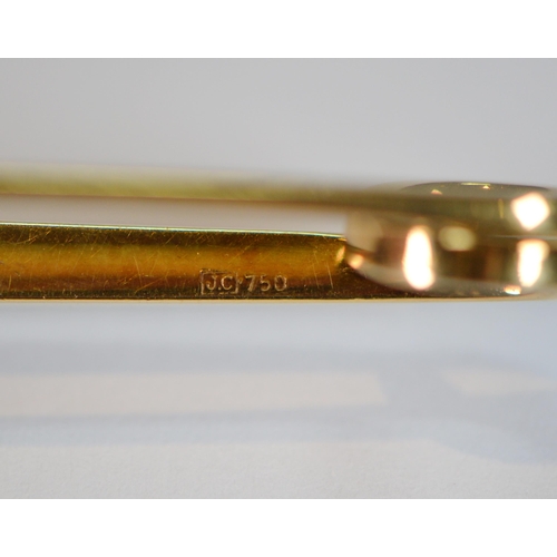 72 - Cartier 18ct gold safety pin set with lapis lazuli and diamond bands, collet-set, '750' signed, ref.... 