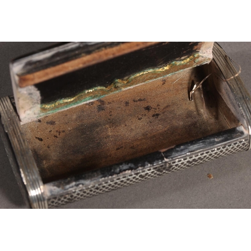 51 - Silver decorated ebonised snuff box, dated 4th Dec 1844.