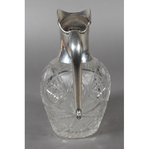 54 - Geo V silver mounted heavily cut glass claret jug, John Grinsell & Sons, Birmingham, 1918, 21cm ... 