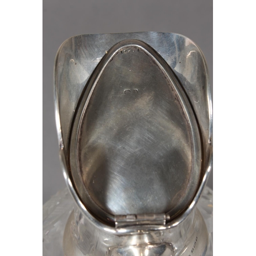 54 - Geo V silver mounted heavily cut glass claret jug, John Grinsell & Sons, Birmingham, 1918, 21cm ... 