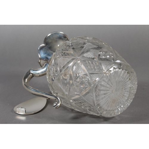 54 - Geo V silver mounted heavily cut glass claret jug, John Grinsell & Sons, Birmingham, 1918, 21cm ... 
