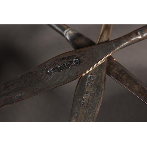 56 - Three antique silver and baleen twist handled toddy ladles, (3), longest 36cm long.
