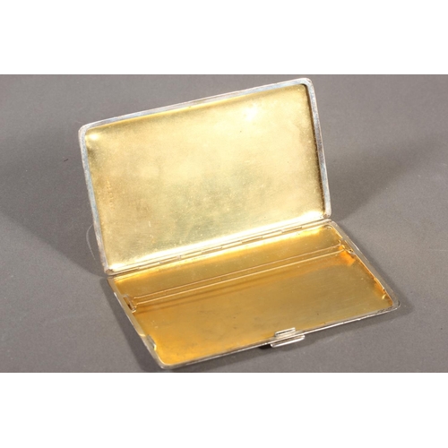 57 - Silver engine turned cigarette case of rectangular form, with gilded interior,&nbsp;W H Manton Ltd, ... 