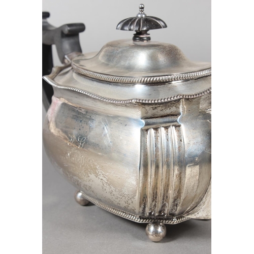 61 - Geo V silver four piece tea service raised on ball feet, Fenton, Russell & Co Ltd, London, 1913,... 
