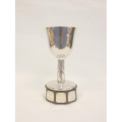 52 - Keswick School of Industrial Arts (KSIA) silver goblet of bell form having slightly tapering stem wi... 