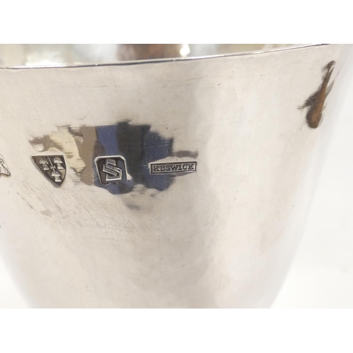 52 - Keswick School of Industrial Arts (KSIA) silver goblet of bell form having slightly tapering stem wi... 