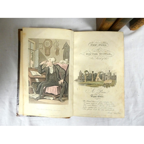 1 - (COMBE WILLIAM).&nbsp;&nbsp;The Tour of Doctor Syntax. 3 vols. Hand col. aquatint frontis & plat... 