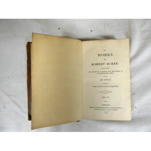 3 - BURNS ROBERT.&nbsp;&nbsp;The Works. 4 vols. Eng. port. frontis. 24mo. Well worn calf. 1821; also Poe... 
