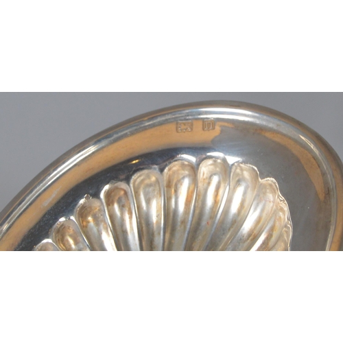 49 - Silver teapot, oval, half fluted, Birmingham 1912, 778g.