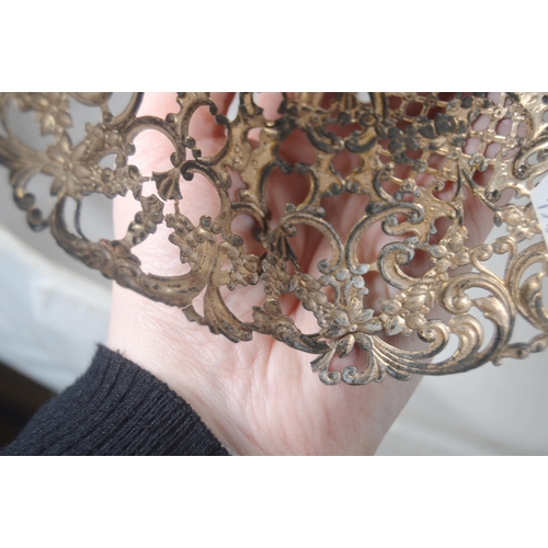 53 - Three American filigree silver conical candle shades, with pierced foliage, scrolls and lattice work... 
