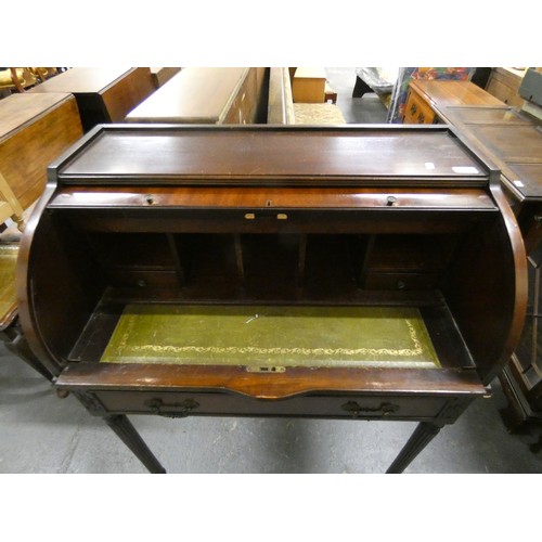 28 - Mahogany reproduction cylinder writing bureau.