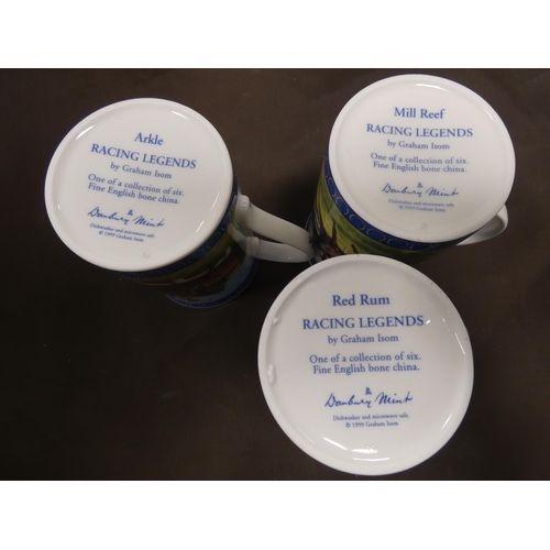 44 - Set of six Danbury Mint Racing Legends mugs by Graham Ison, to include Desert Orchid, Nijinsky, Danc... 