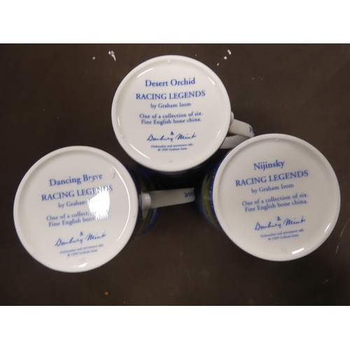 44 - Set of six Danbury Mint Racing Legends mugs by Graham Ison, to include Desert Orchid, Nijinsky, Danc... 