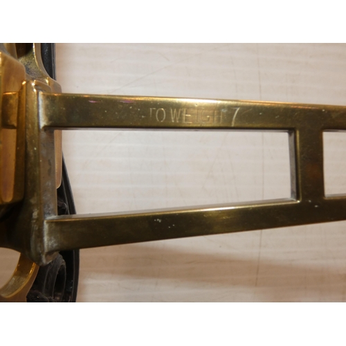 50 - Set of Edwardian brass and cast balance scales, with weights.