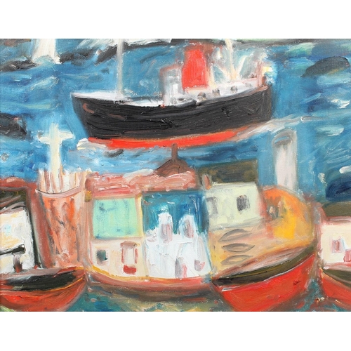 245 - JOHN BELLANY CBE RA HRSA LLD (Scottish 1942-2013) *ARR* Homage WG (William Gillies?) - boats Oil pai... 