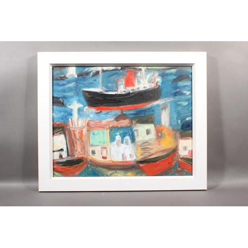 245 - JOHN BELLANY CBE RA HRSA LLD (Scottish 1942-2013) *ARR* Homage WG (William Gillies?) - boats Oil pai... 