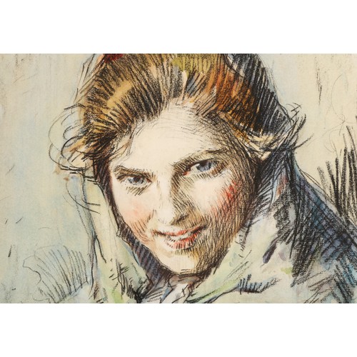 273 - Anders Leonard Zorn (Swedish 1860-1920)'Girl Portrait with Scarf'framed mixed media on papersigned u... 