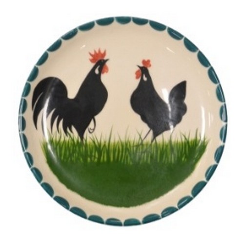 Two Griselda Hill for Wemyss dishes decorated with black cockerels.  (2)