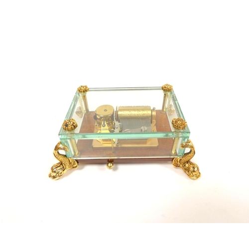 Key wound music box by Reuge Music Switzerland, the mechanism under ...