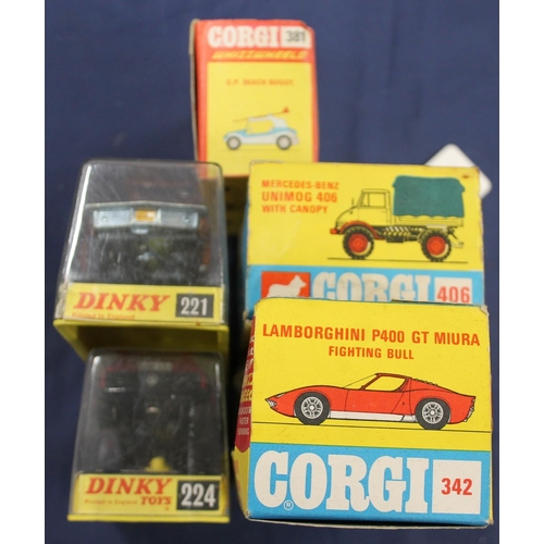 1097 - Corgi Toys diecast model vehicles to include 342 Lamborghini P400 GT Miura, 381 Whizzwheels GP Beach... 