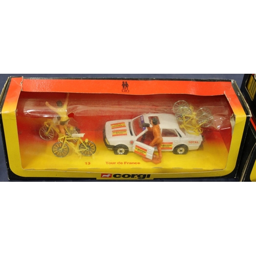1100 - Corgi Toys diecast model vehicles to include Gift Set 13 Tour De France, 378 Ferrari 308GTS, 310 924... 