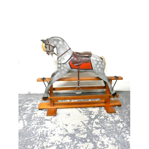 20th century vintage dappled grey rocking horse with horse hair mane ...