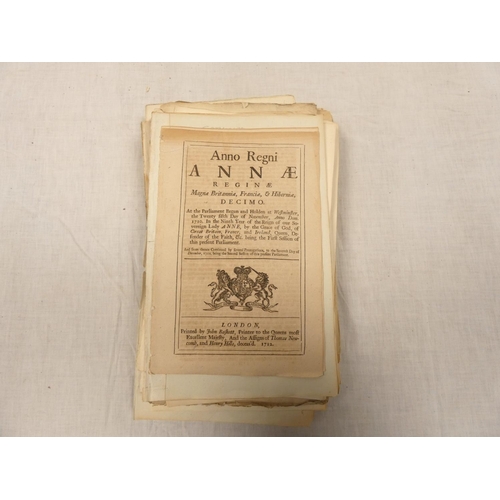 Acts of Parliament. A bundle of approx. 45 disbound Acts of Parliament ...