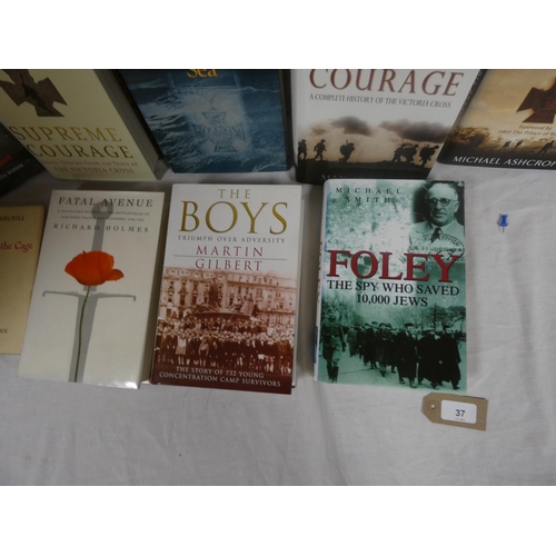 37 - Military Interest.&nbsp;&nbsp;A carton of vols. incl. books re. The Victoria Cross, others re. WWII.... 