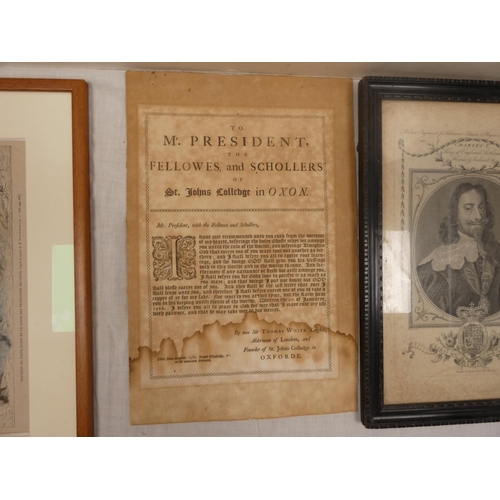 46 - Charles I.&nbsp;&nbsp;Engraved portrait for Harrison's Edition of Rapin's History of England. 37cm x... 