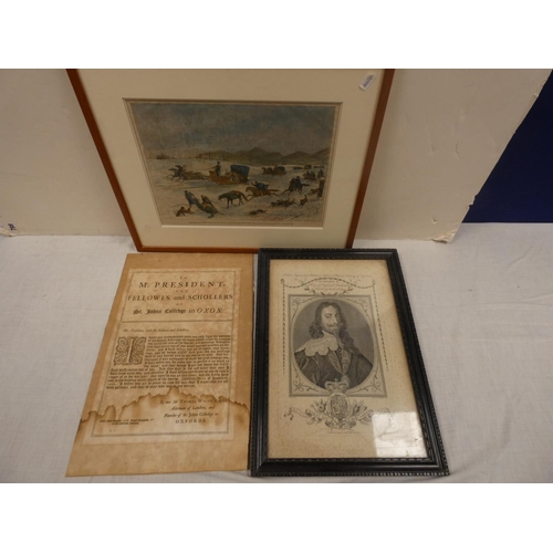 46 - Charles I.&nbsp;&nbsp;Engraved portrait for Harrison's Edition of Rapin's History of England. 37cm x... 