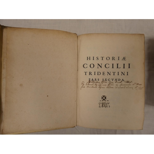 47 - GIATTINO J. B.  Vera Concilii Tridentini Historia. 2nd part. Half title. Quarto. Old vellum. Plantin... 