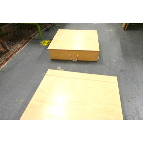 Two large modern bedding boxes.