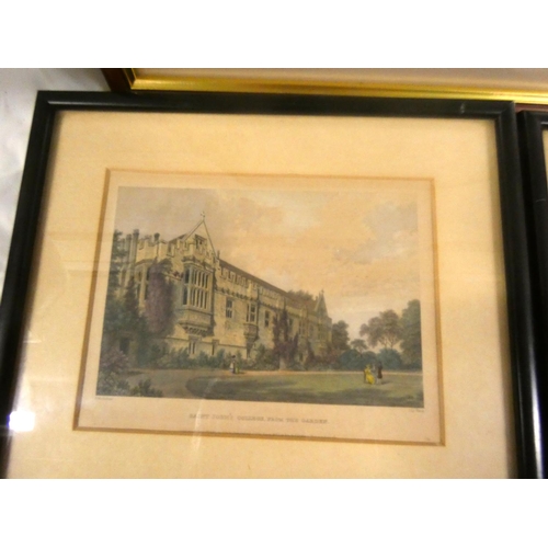 12 - Various prints of Queen's College, some floral, unsigned watercolours.