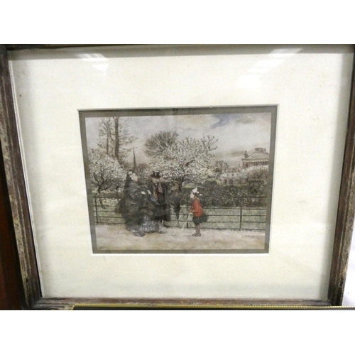 12 - Various prints of Queen's College, some floral, unsigned watercolours.