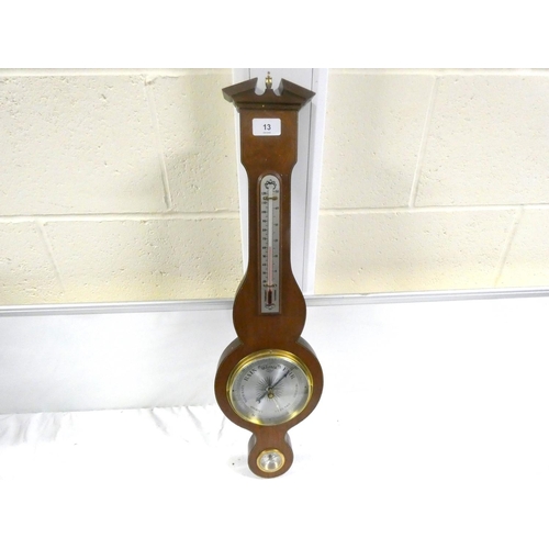 13 - Mahogany banjo barometer/thermometer.