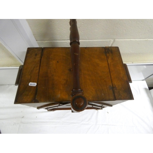 2 - Cantilever sewing box, bobbin turned handle & supports.