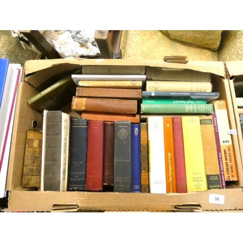 38 - Two boxes of various books.
