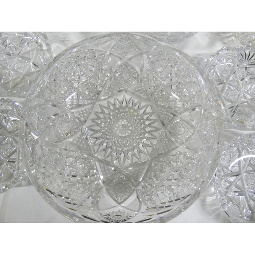 5 - Eighteen Antique American cut glass bowls with fans and hobstars pattern, sawtooth edges, circa 1896... 